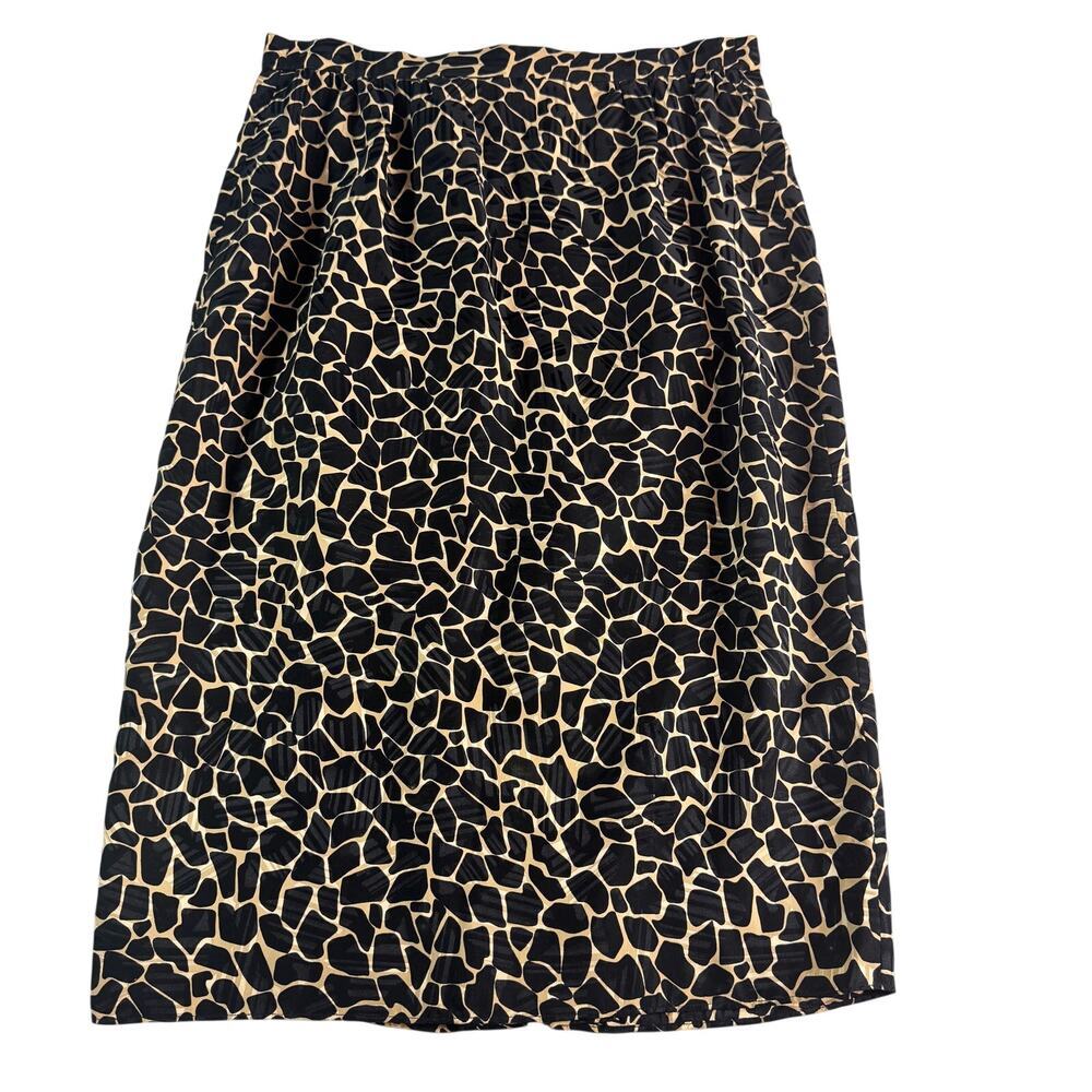 Raul Blanco 100% Silk Giraffe Print Pencil Skirt Women's Size 8 Lined Korea